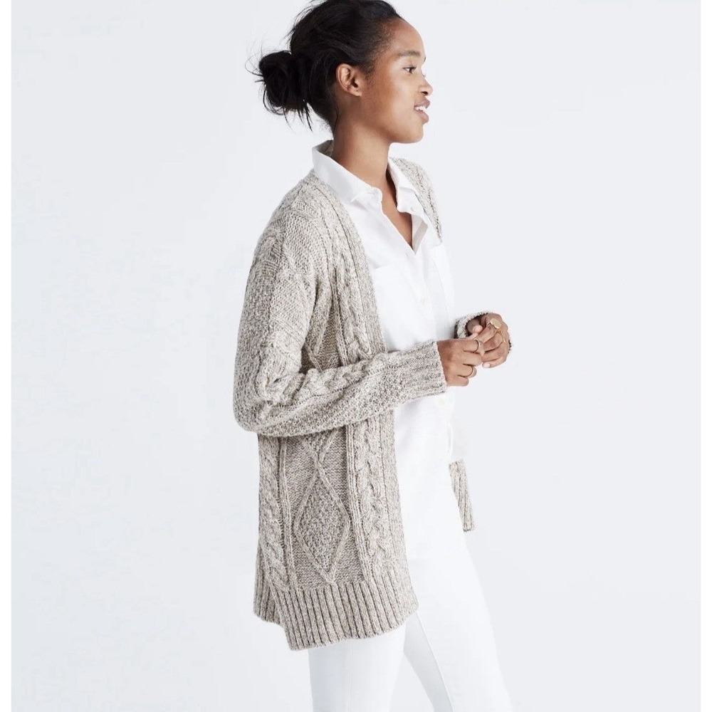Madewell Cotton Alpalca Blend Marled Knit Cardigan Sweater Women's Size Medium